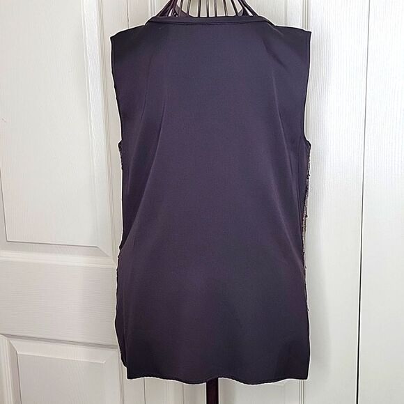 ELIE TAHARI Silk Brown Sequined Sleeveless Blouse Size Small - Picture 5 of 8